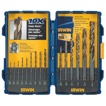 Hanson 15 Piece TurboMax Turbo Point Drill Bit Set 318015